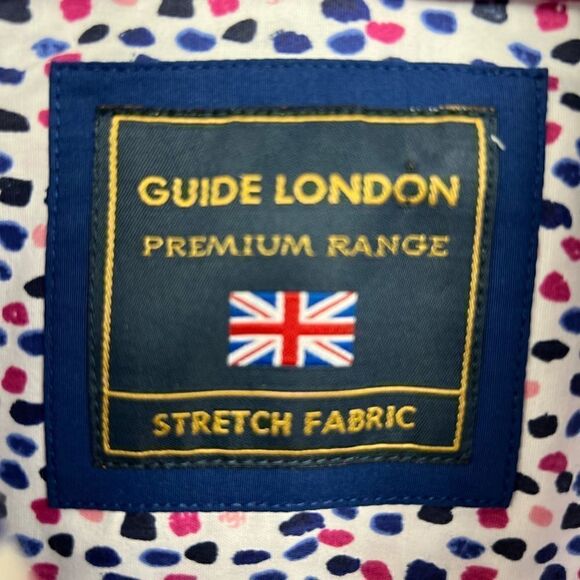 Guide London Blue/Pink/white Splatter Dot Button Down dress shirt - Picture 7 of 12